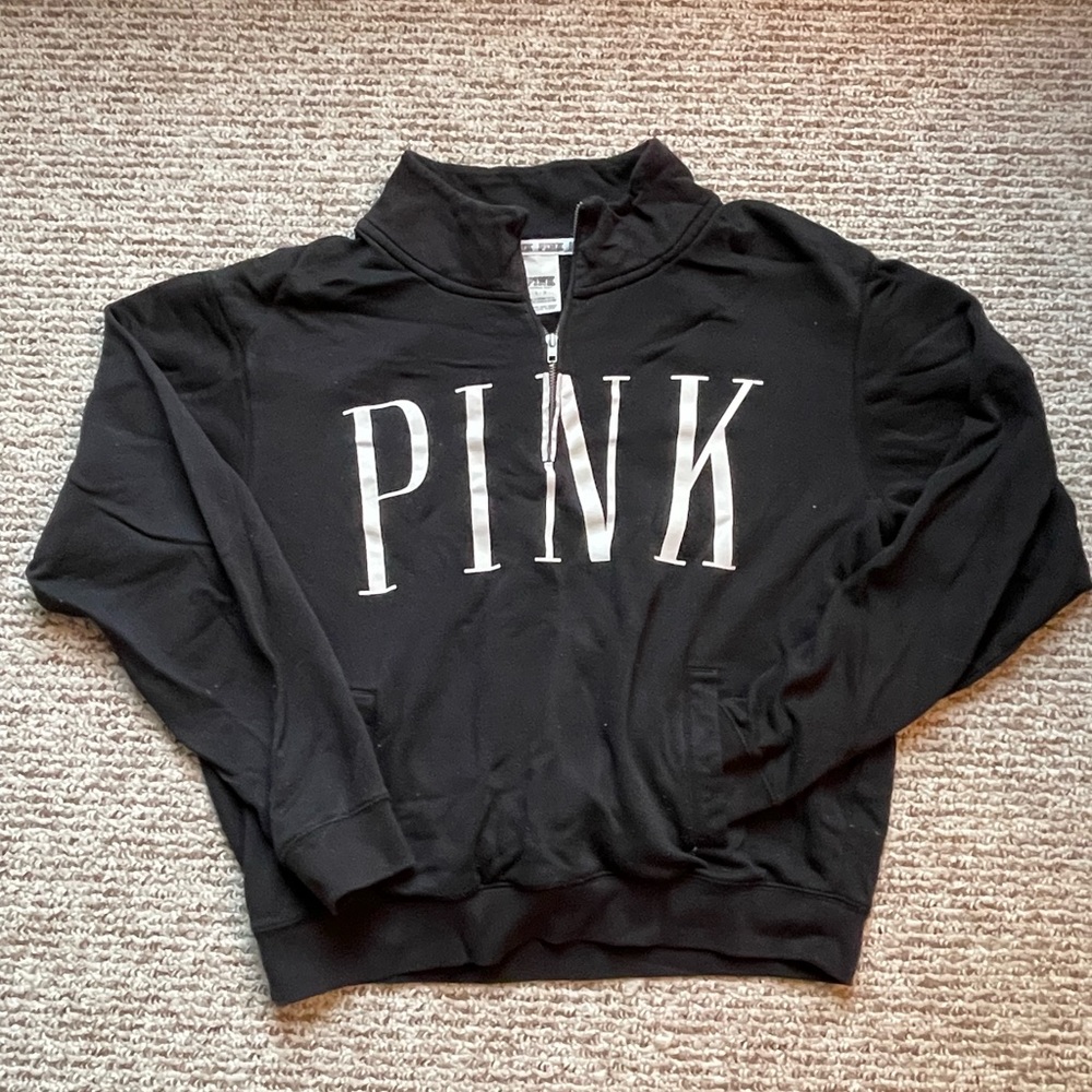 Victoria’s Secret PINK 1/4 zip sweatshirt in black GUC